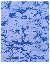 Hand-knotted blue and beige abstract wool rug with pixel pattern.